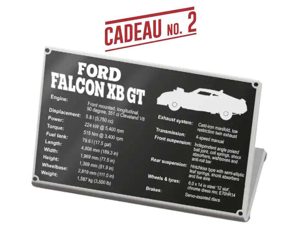 Plaque de présentation Ford Falcon XB GT